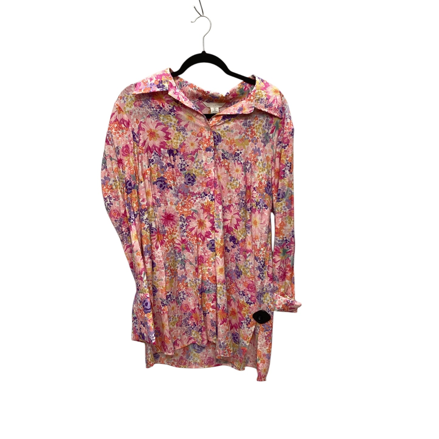 Tunic Long Sleeve By H&m In Floral Print, Size: L