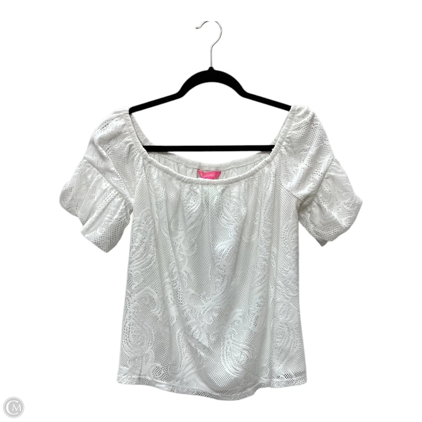 Top Short Sleeve Designer By Lilly Pulitzer In White, Size: L