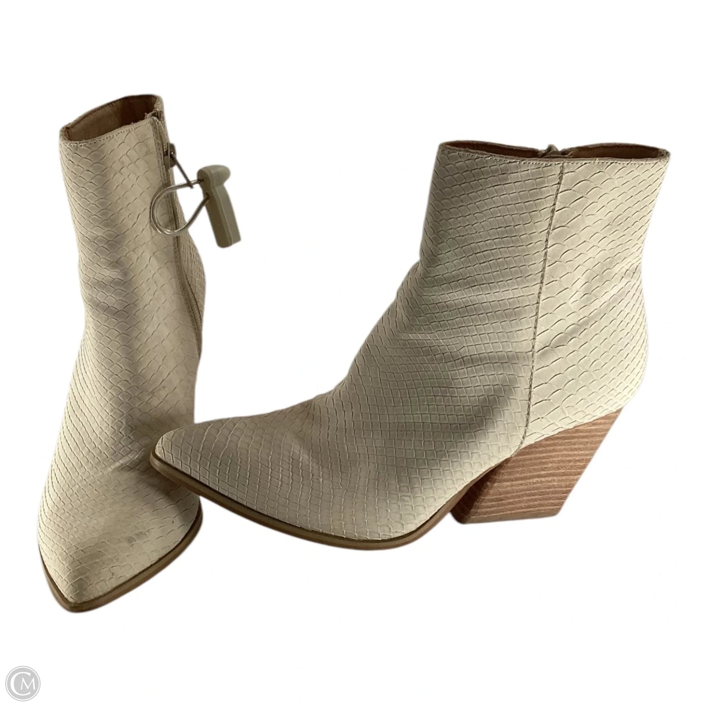 Boots Ankle Heels By Clothes Mentor In Cream, Size: 7