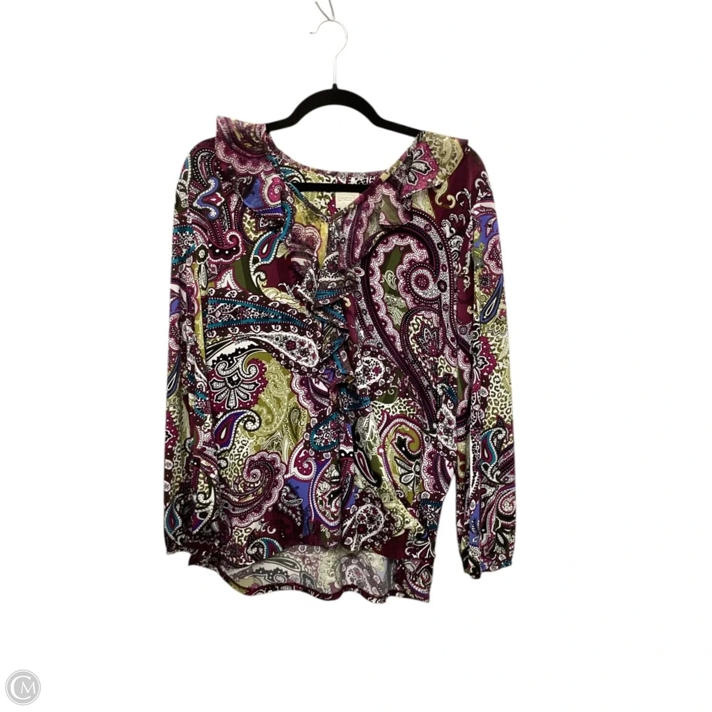 Top Long Sleeve By Chicos In Multi-colored, Size: L
