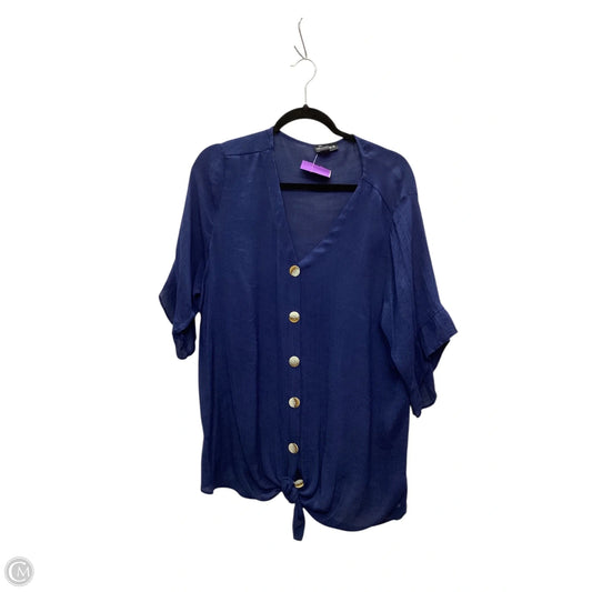Top Short Sleeve By In Studio In Blue, Size: 2x
