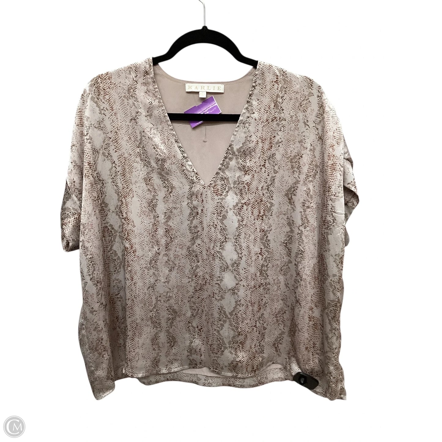 Top Short Sleeve By Karlie In Snakeskin Print, Size: S