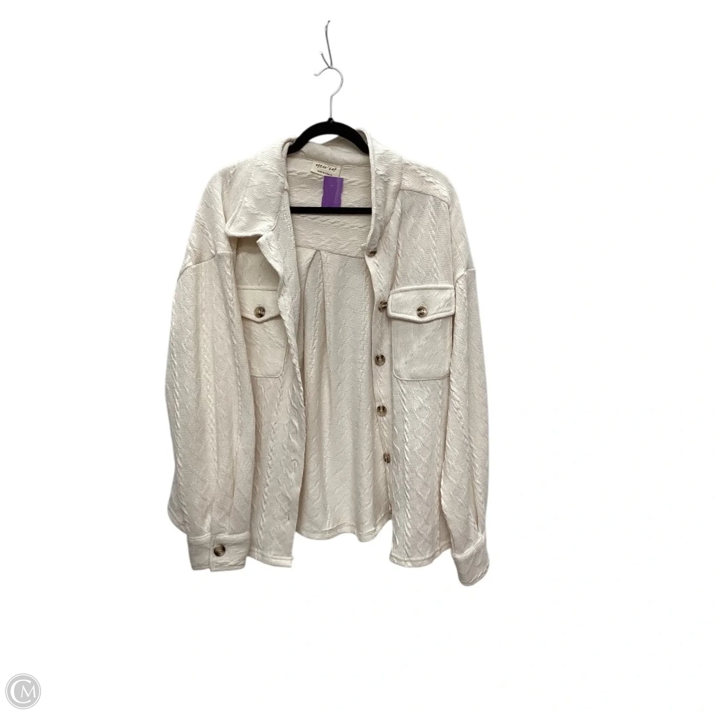 Jacket Shirt By Clothes Mentor In Cream, Size: M