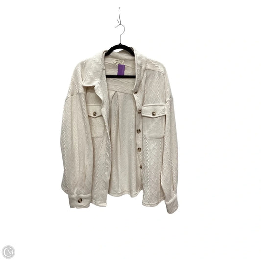 Jacket Shirt By Clothes Mentor In Cream, Size: M