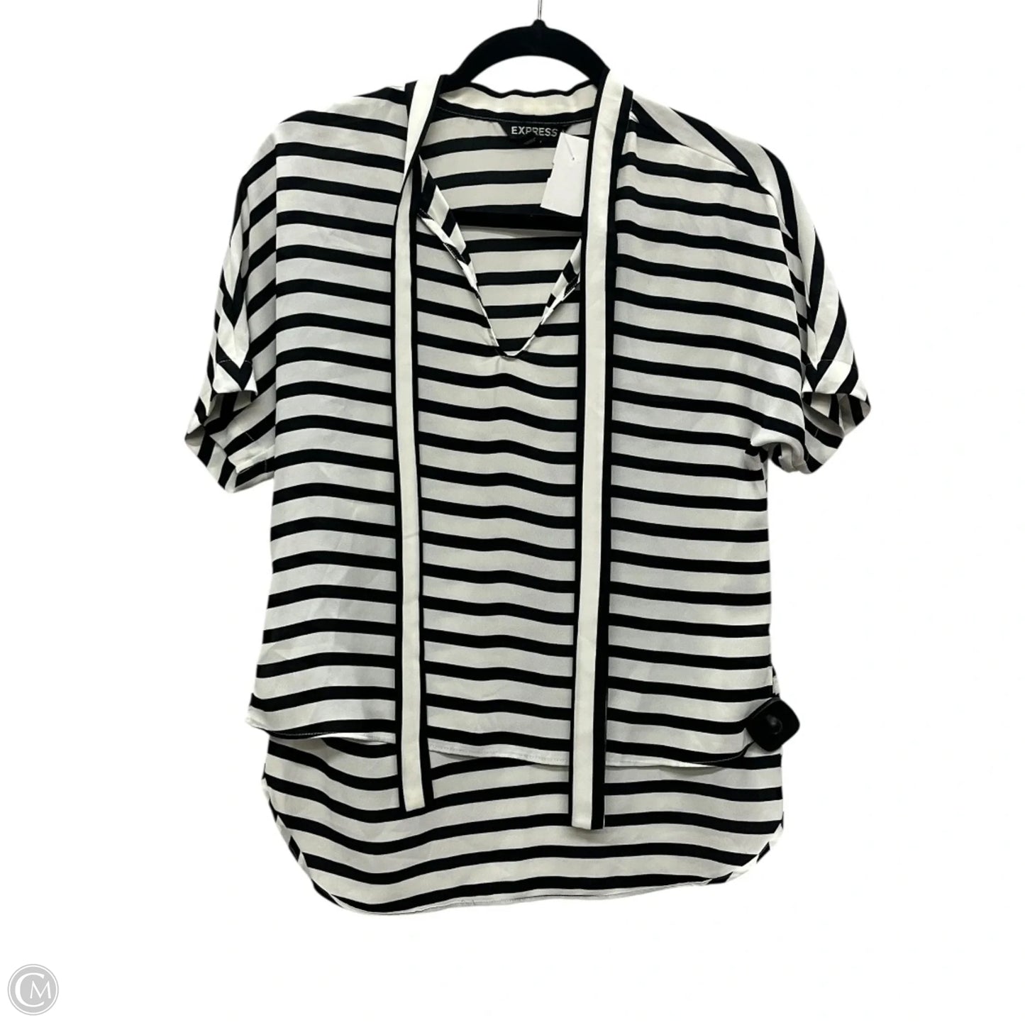 Top Short Sleeve By Express In Striped Pattern, Size: Xs