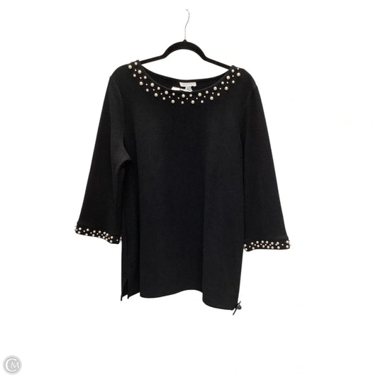 Top Long Sleeve By Charter Club In Black, Size: Xl