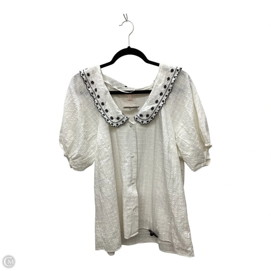 Top Short Sleeve By Lc Lauren Conrad In White, Size: Xl