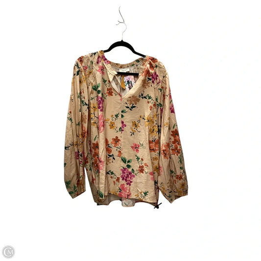 Top Long Sleeve By Oddi In Floral Print, Size: 3x