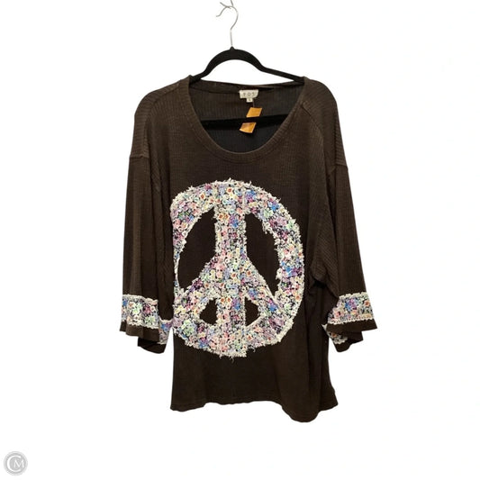 Top Short Sleeve By Pol In Brown, Size: L