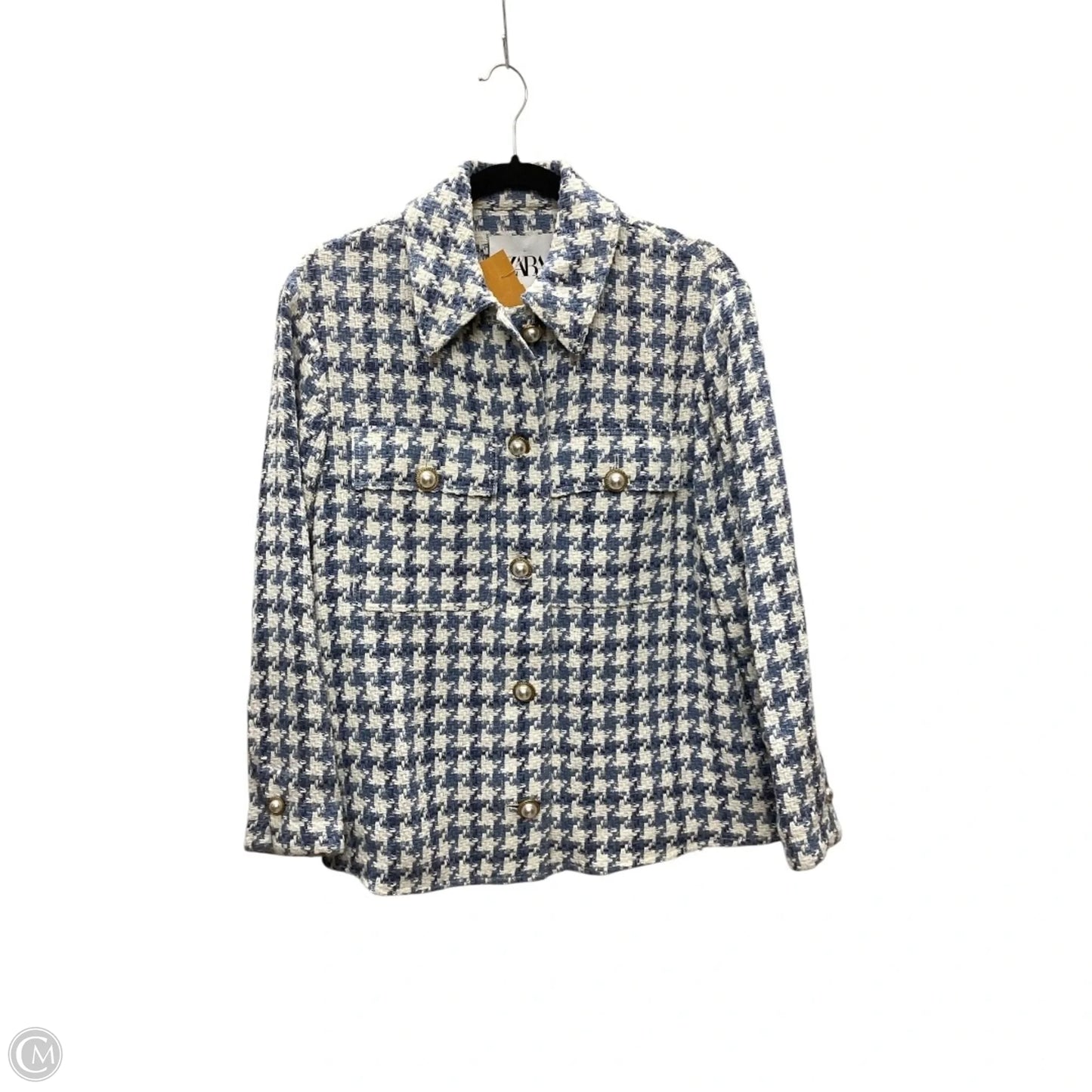 Jacket Shirt By Zara In Blue, Size: Xs