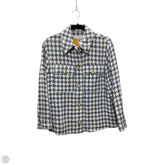 Jacket Shirt By Zara In Blue, Size: Xs