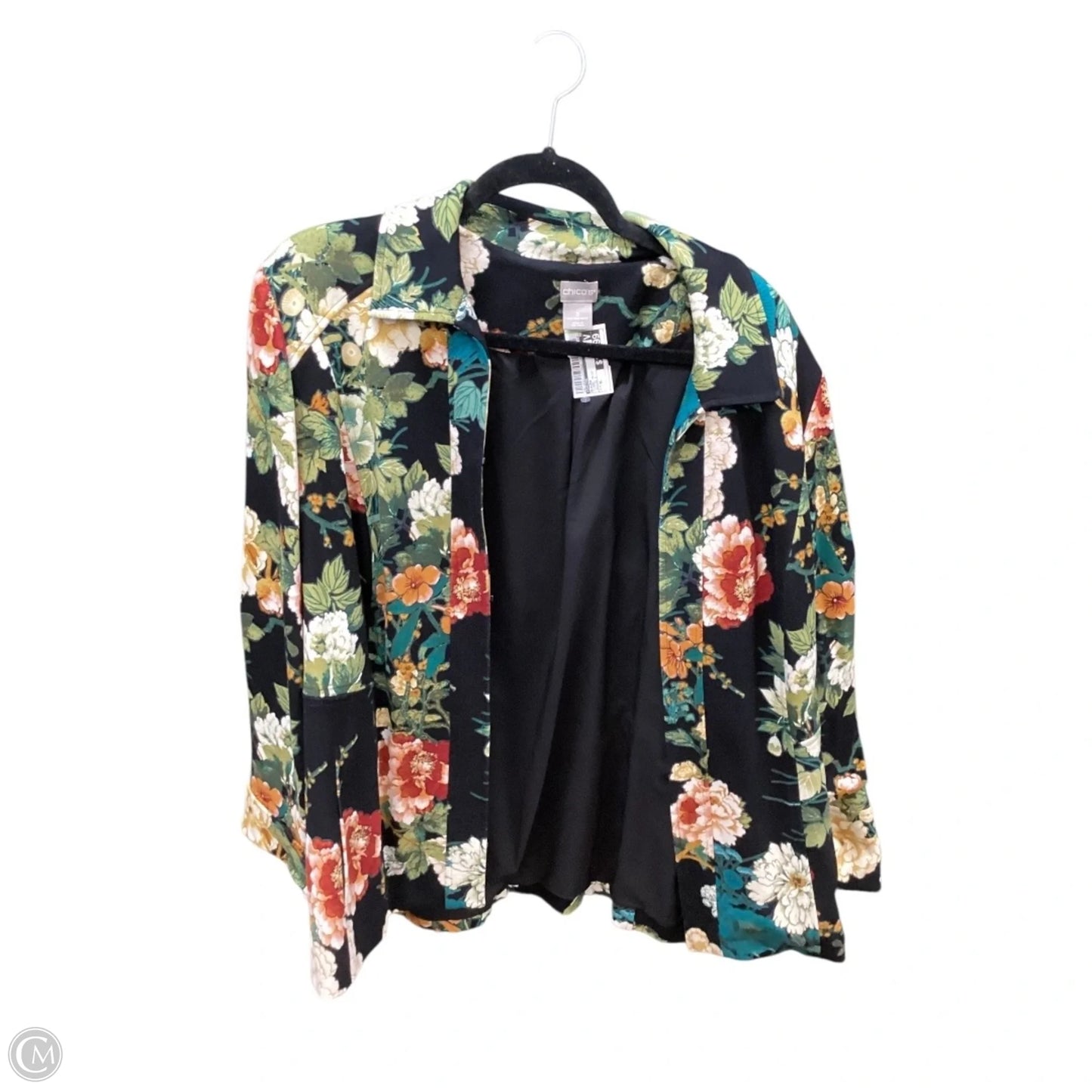 Blazer By Chicos In Floral Print, Size: Xl