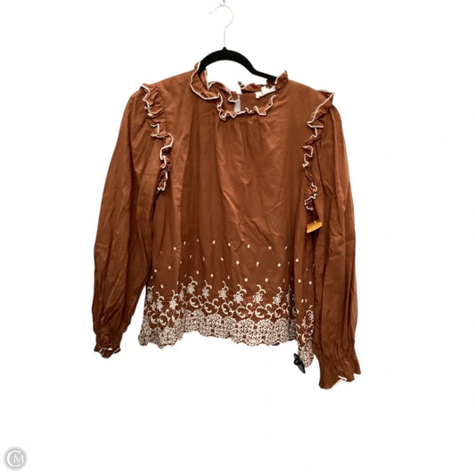 Top Long Sleeve By &merci In Brown, Size: L