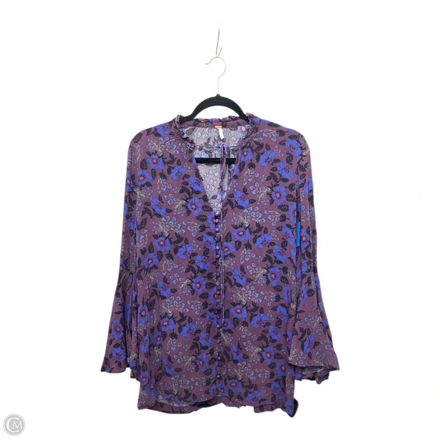 Blouse Long Sleeve By Free People In Purple, Size: Xs