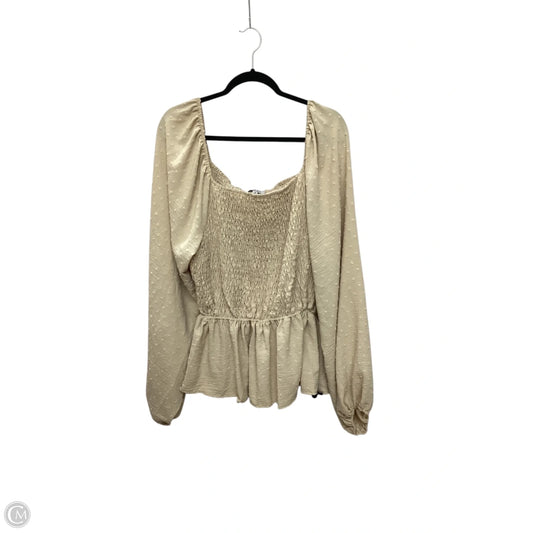Blouse Long Sleeve By White Birch In Beige, Size: 3x