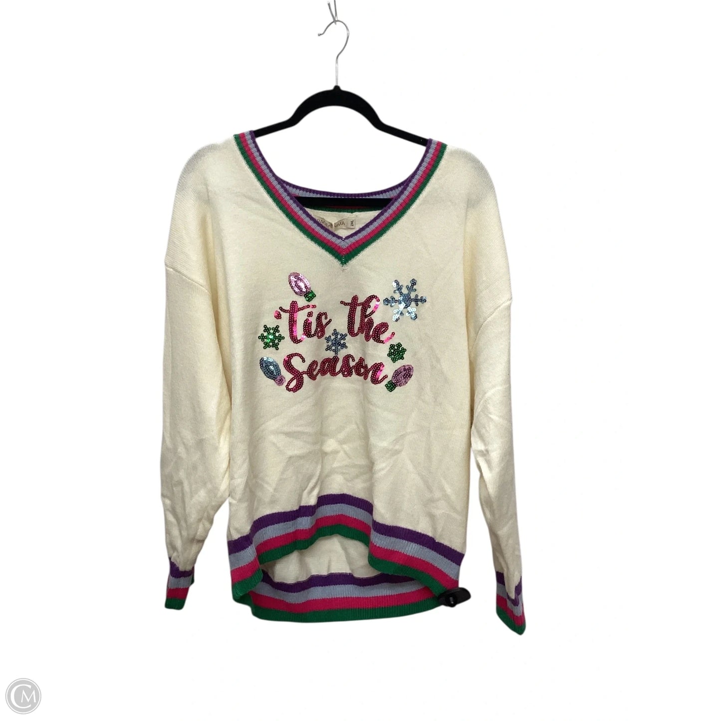 Sweater By Clothes Mentor In Cream, Size: 2x