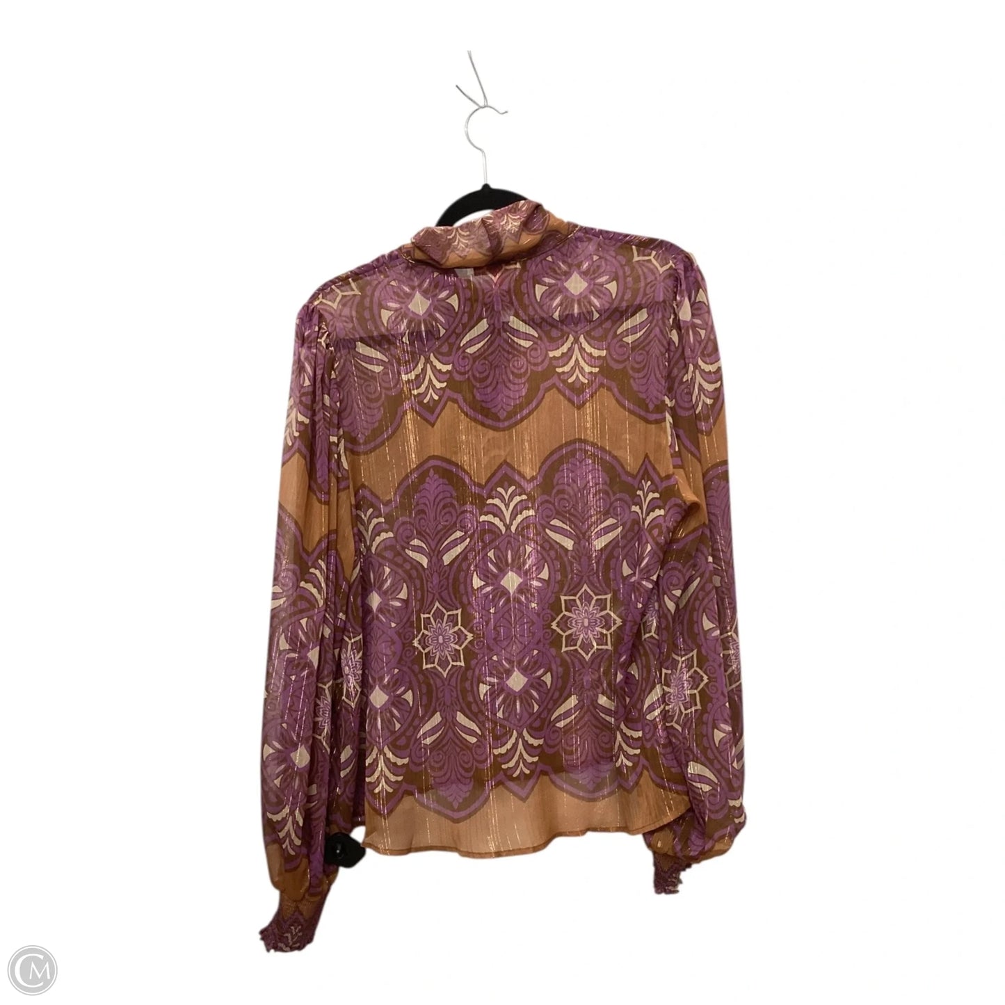 Blouse Long Sleeve By Flying Tomato In Multi-colored, Size: L