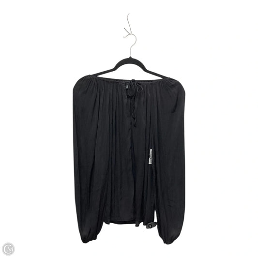 Blouse Long Sleeve By Joan Vass In Black, Size: S