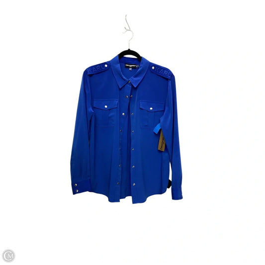 Blouse Designer By Karl Lagerfeld In Blue, Size: M