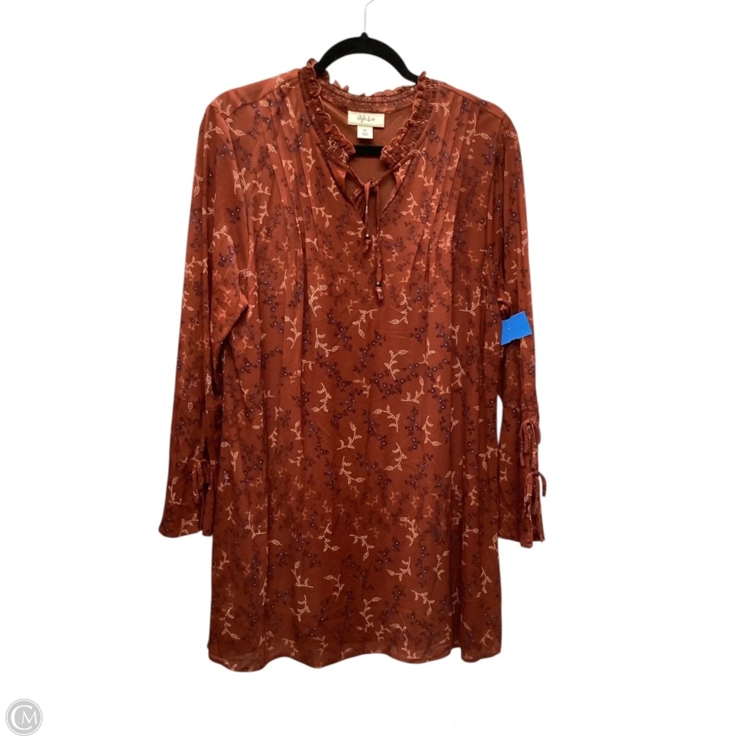 Blouse Long Sleeve By Style And Company In Brown, Size: Xl