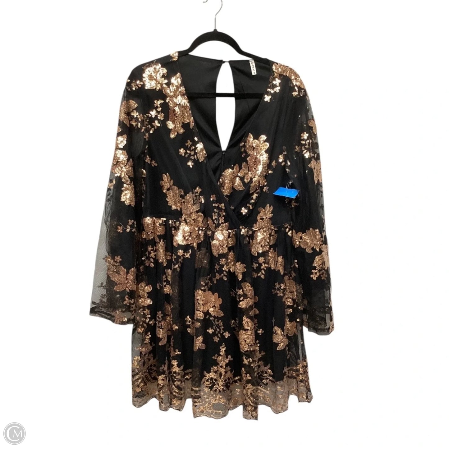 Dress Party Short By Clothes Mentor In Black & Gold, Size: Xl