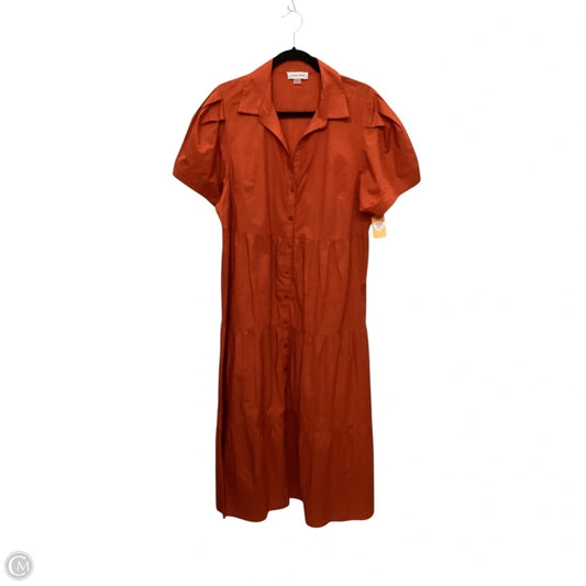 Dress Casual Midi By Calvin Klein In Orange, Size: L