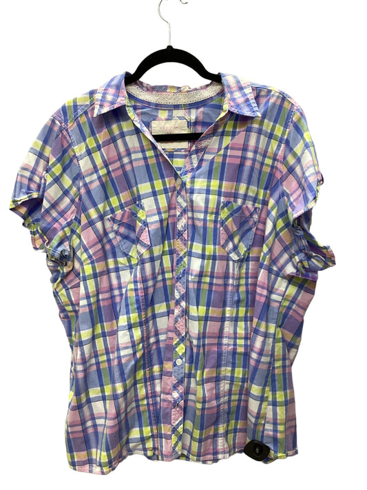 Plaid Pattern Top Short Sleeve Sonoma, Size 3x