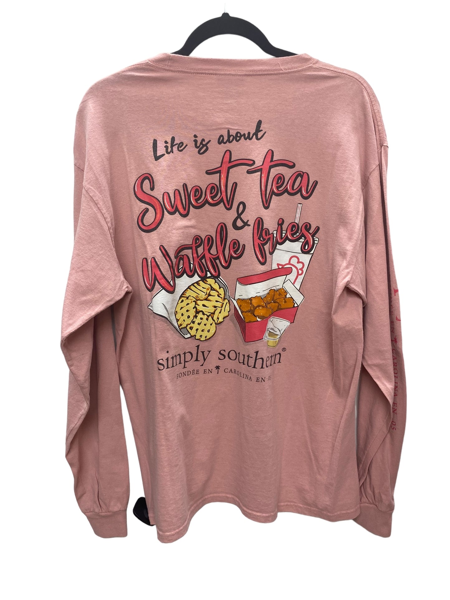 Top Long Sleeve Basic By Simply Southern In Pink, Size: L