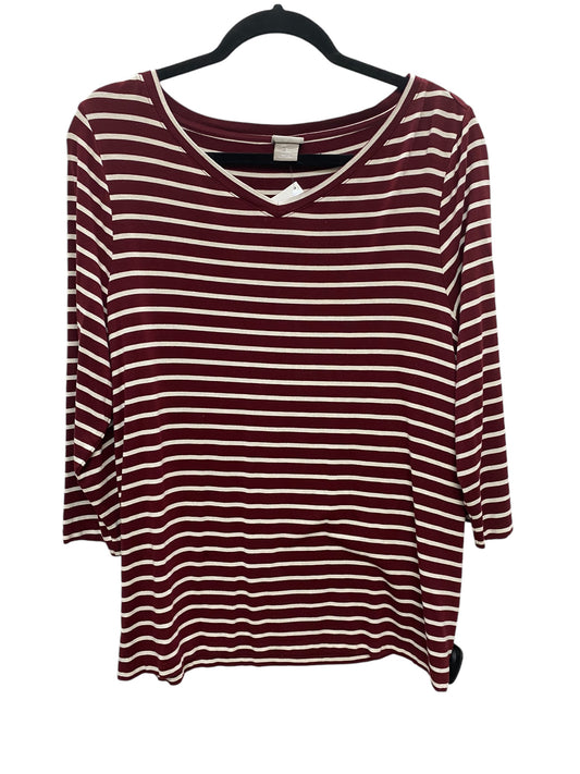 Top Long Sleeve By Chicos In Striped Pattern, Size: 2