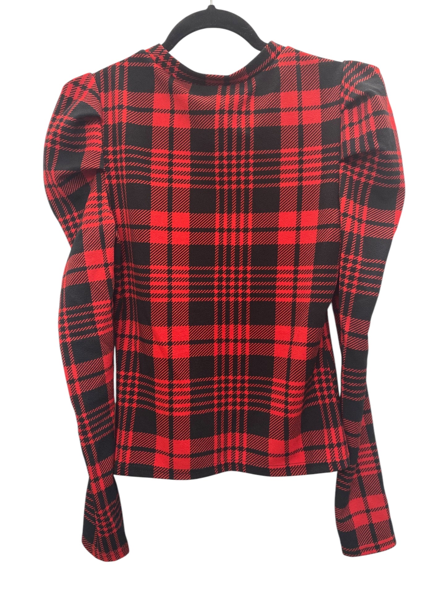 Top Long Sleeve By Shein In Plaid Pattern, Size: L