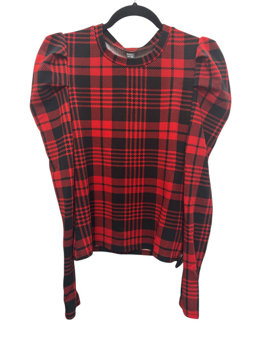 Top Long Sleeve By Shein In Plaid Pattern, Size: L