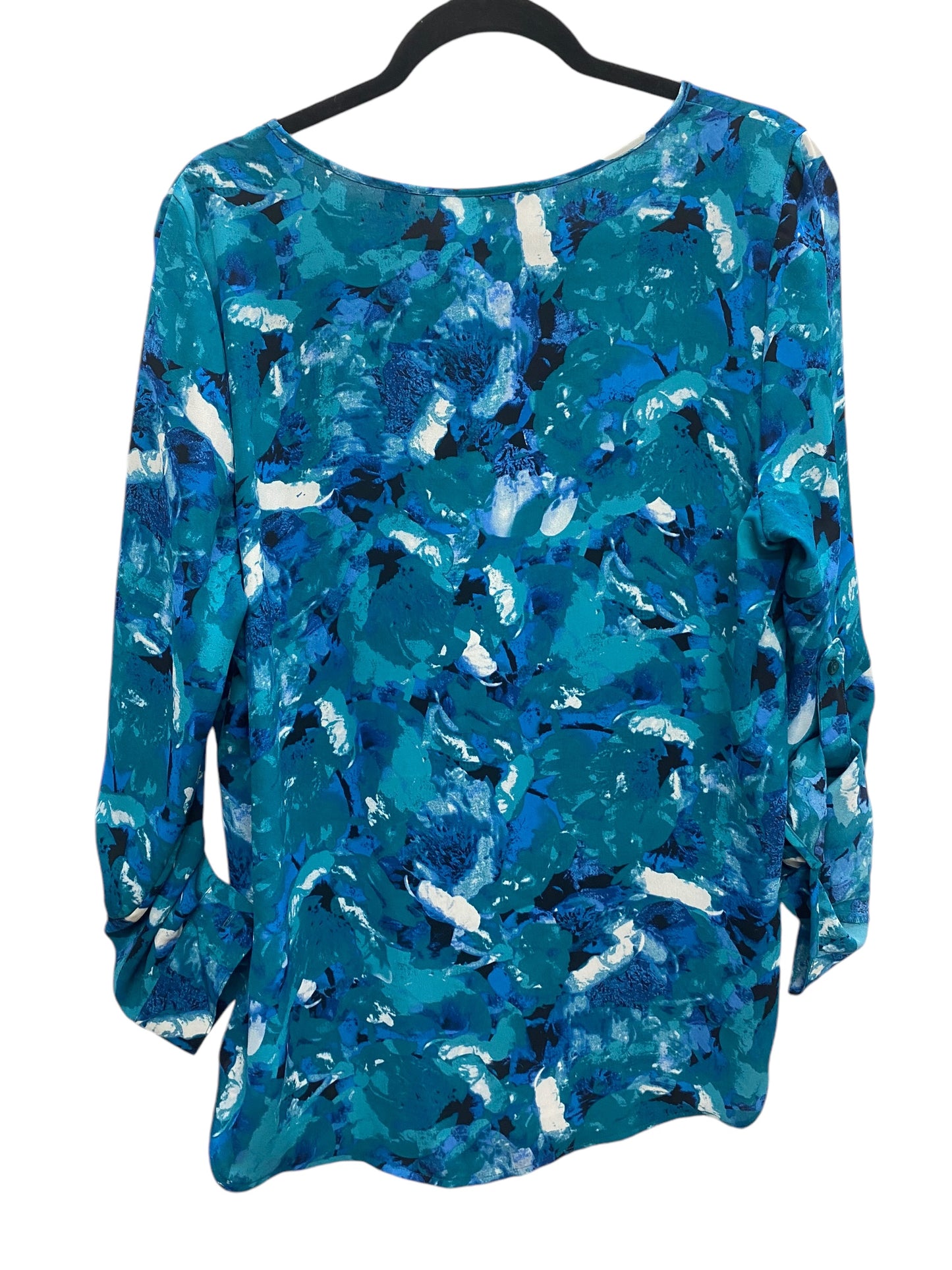 Top Long Sleeve By Valerie Stevens In Teal, Size: L