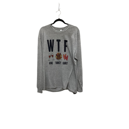 Top Long Sleeve By Jerzees In Grey, Size: Xl